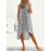 Women Striped Crew Neck High-Low Hem Sleeveless Dress