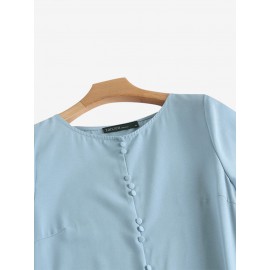 Women Floral Embroidered Crew Neck Casual Short Sleeve Dress