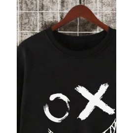 Mens Funny Smile Face Print Crew Neck Pullover Sweatshirts Winter Mens Funny Smile Face Print Crew Neck Pullover Sweatshirts Winter