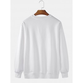 Mens Cartoon Animal Print Crew Neck Casual Pullover Sweatshirts