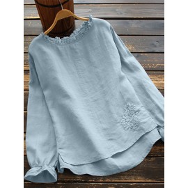 Calico Printed Ruffle Sleeve O-neck Blouse For Women Calico Printed Ruffle Sleeve O-neck Blouse For Women