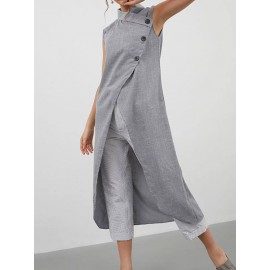 Solid Color Cross Wrap High Low Sleeveless Blouse For Women Solid Color Cross Wrap High Low Sleeveless Blouse For Women