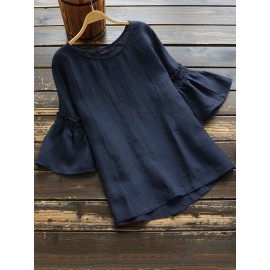 Vintage Frill Short Sleeve Solid Color Blouse Vintage Frill Short Sleeve Solid Color Blouse