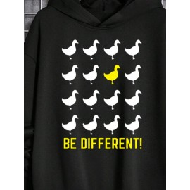 Mens Contrast Goose Letter Print Casual Long Sleeve Hoodies Winter Mens Contrast Goose Letter Print Casual Long Sleeve Hoodies Winter