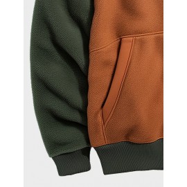 Mens Contrast Patchwork Kangaroo Pocket Fleece Drawstring Hoodies Winter Mens Contrast Patchwork Kangaroo Pocket Fleece Drawstring Hoodies Winter