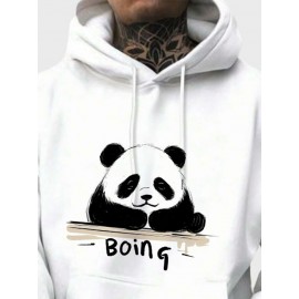 Mens Cartoon Panda Letter Print Kangaroo Pocket Drawstring Hoodies Winter Mens Cartoon Panda Letter Print Kangaroo Pocket Drawstring Hoodies Winter