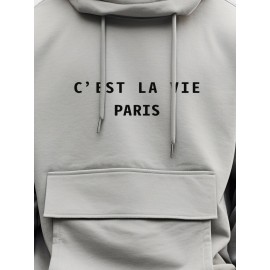 Mens Letter Print Flap Pocket Casual Drawstring Hoodies Winter Mens Letter Print Flap Pocket Casual Drawstring Hoodies Winter