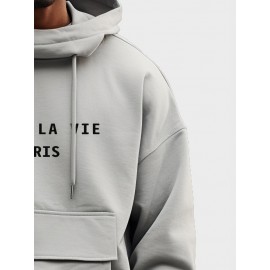 Mens Letter Print Flap Pocket Casual Drawstring Hoodies Winter Mens Letter Print Flap Pocket Casual Drawstring Hoodies Winter